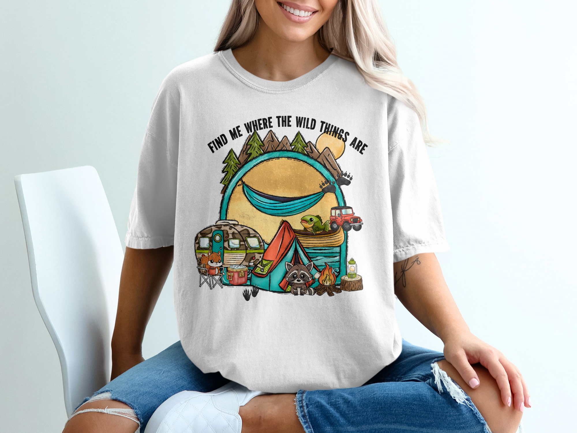 Wild Things T-Shirt, Camping Trip Tee, Outdoor Adventure Shirt, Cute Camper Van, Forest Animals, Explore Nature Tee, Gift for Nature Lovers
