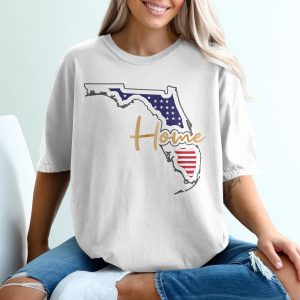 Florida Home T-Shirt, Patriotic Tee, State Pride Gift, American Flag Art, Home State Shirt, USA Design Apparel, Souvenir Tee