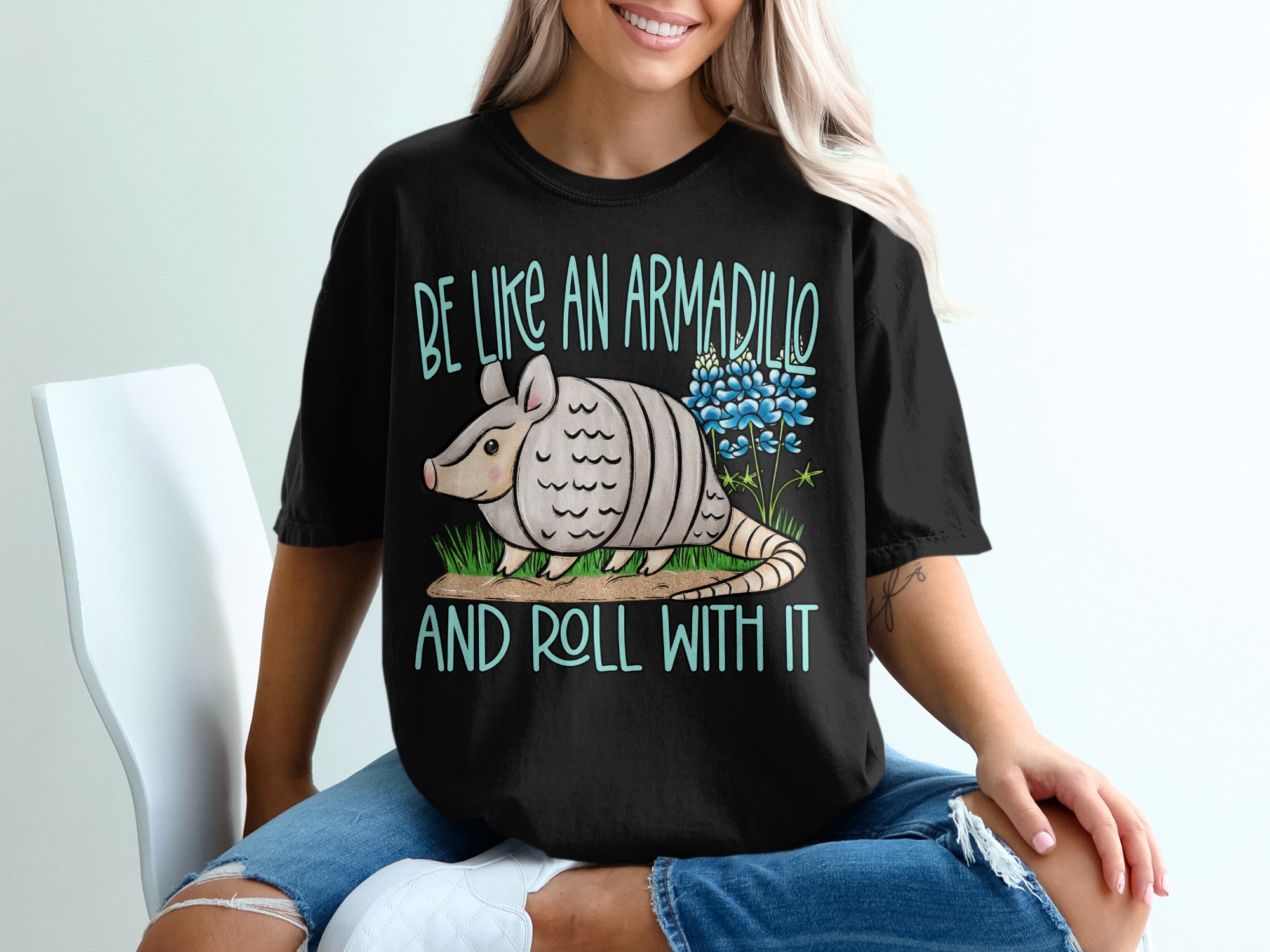 Be Like An Armadillo And Roll With It Funny T-Shirt - Image 2