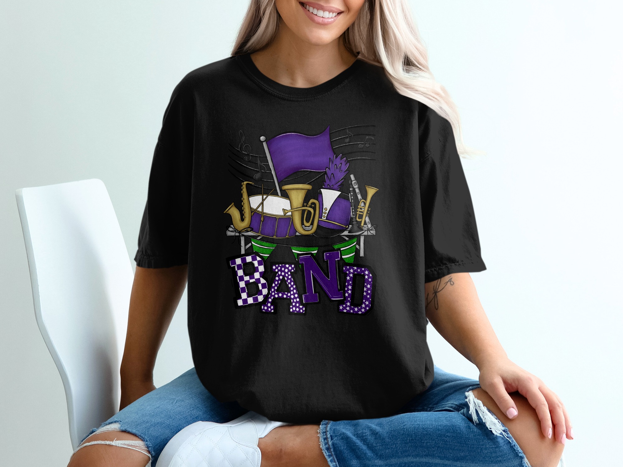 Mardi Gras Band T-Shirt, Purple Gold Shirt, Music Lover Tee, New Orleans Style, Festive Shirt, Parade Season Shirt, Marching Band Gift - Image 2