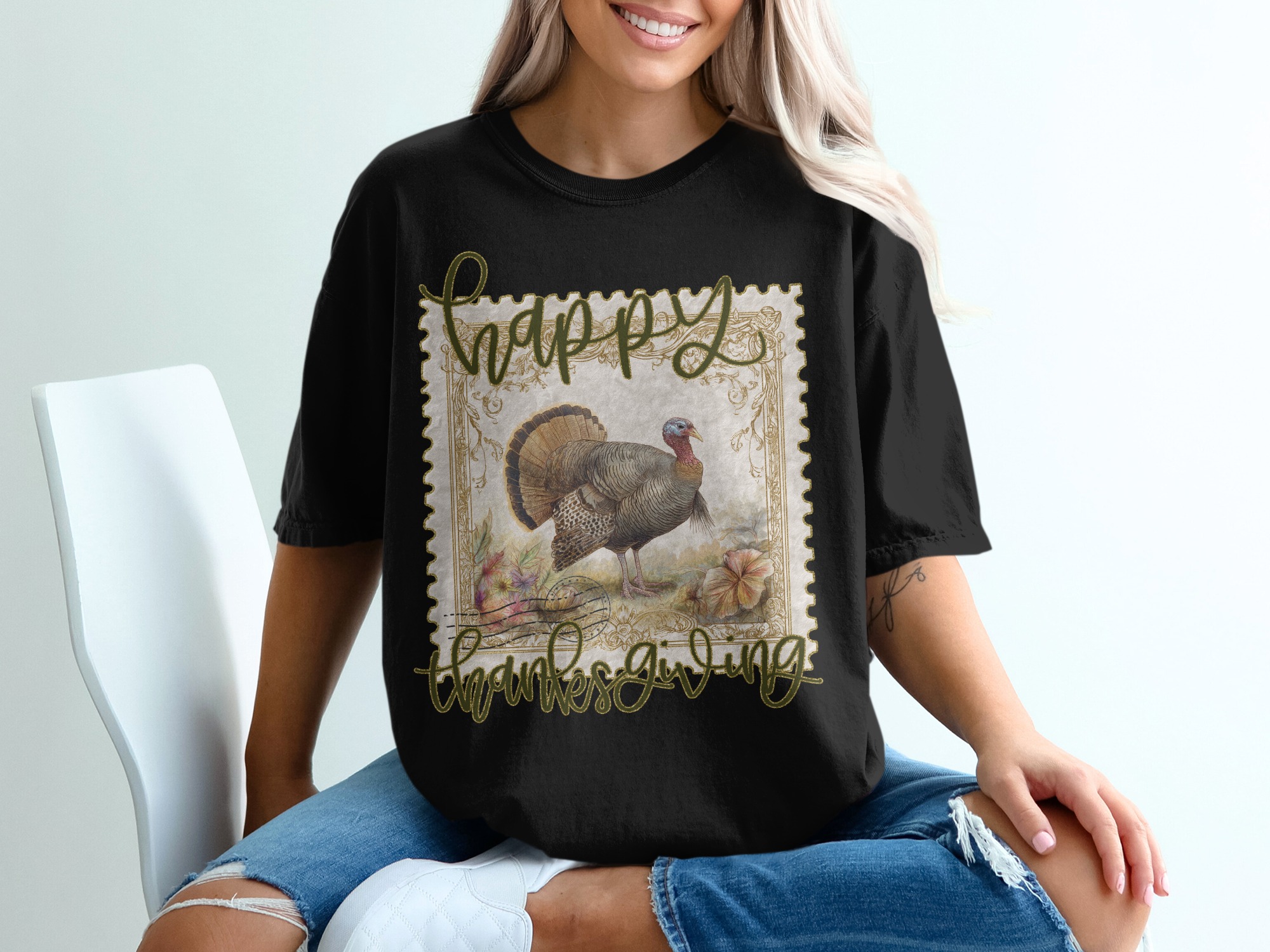 Happy Thanksgiving T-Shirt, Vintage Turkey Shirt, Holiday Season Gift, Thanksgiving Outfit, Festive Tee, Autumn T-Shirt, Family Gathering - Image 2