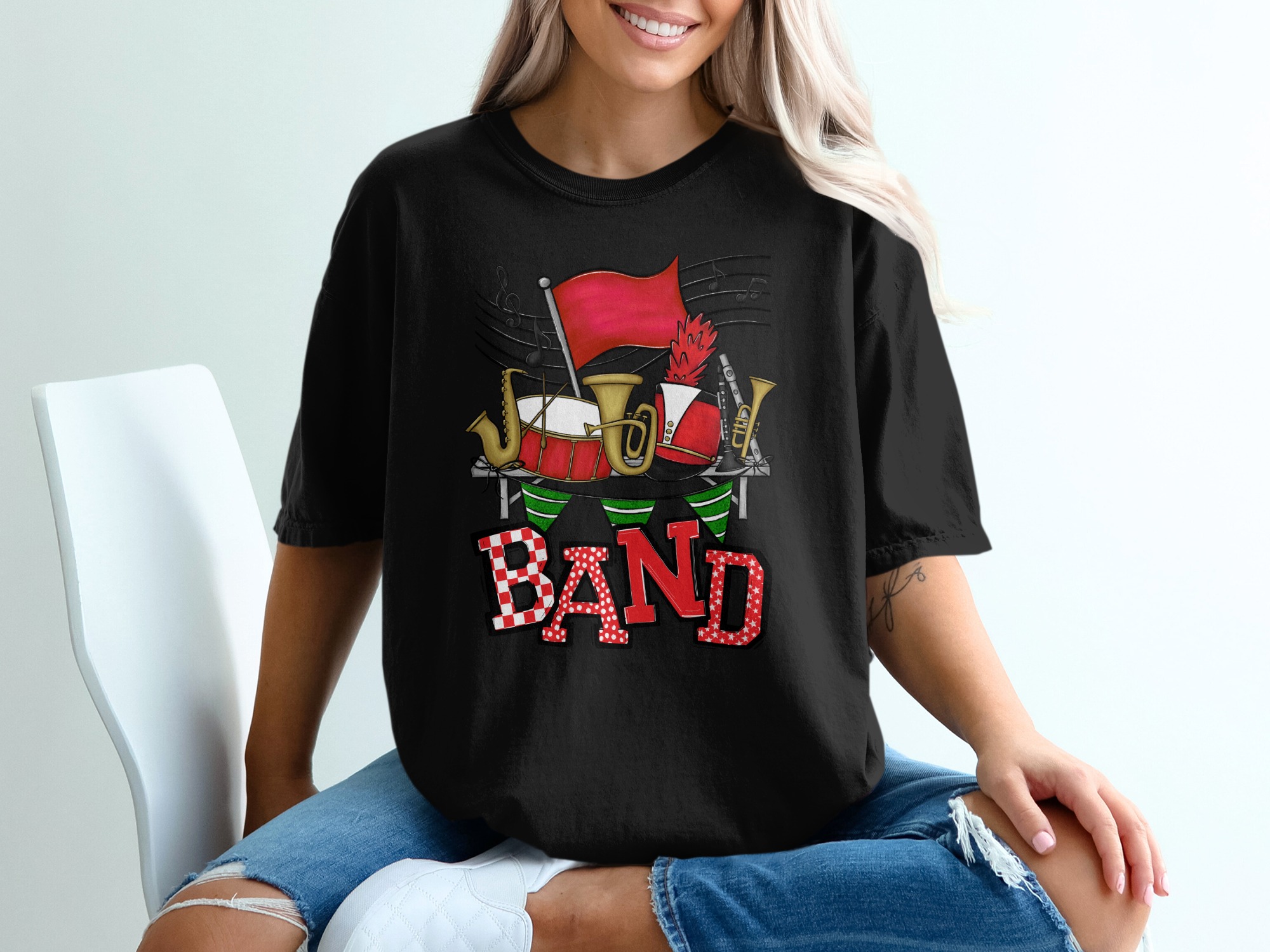 Marching Band T-Shirt, Music Lover Tee, Band Instruments Graphic Shirt, Band Mom Dad Gift, School Band Shirt, Musician TShirt, Band Geek - Image 2
