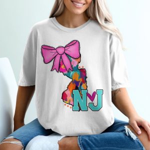 New Jersey T-Shirt, Bow Shirt, NJ Heart, Colorful NJ State, Gift Idea, Trendy Tee, Unique Gift, State Pride Shirt, Cute T-Shirt