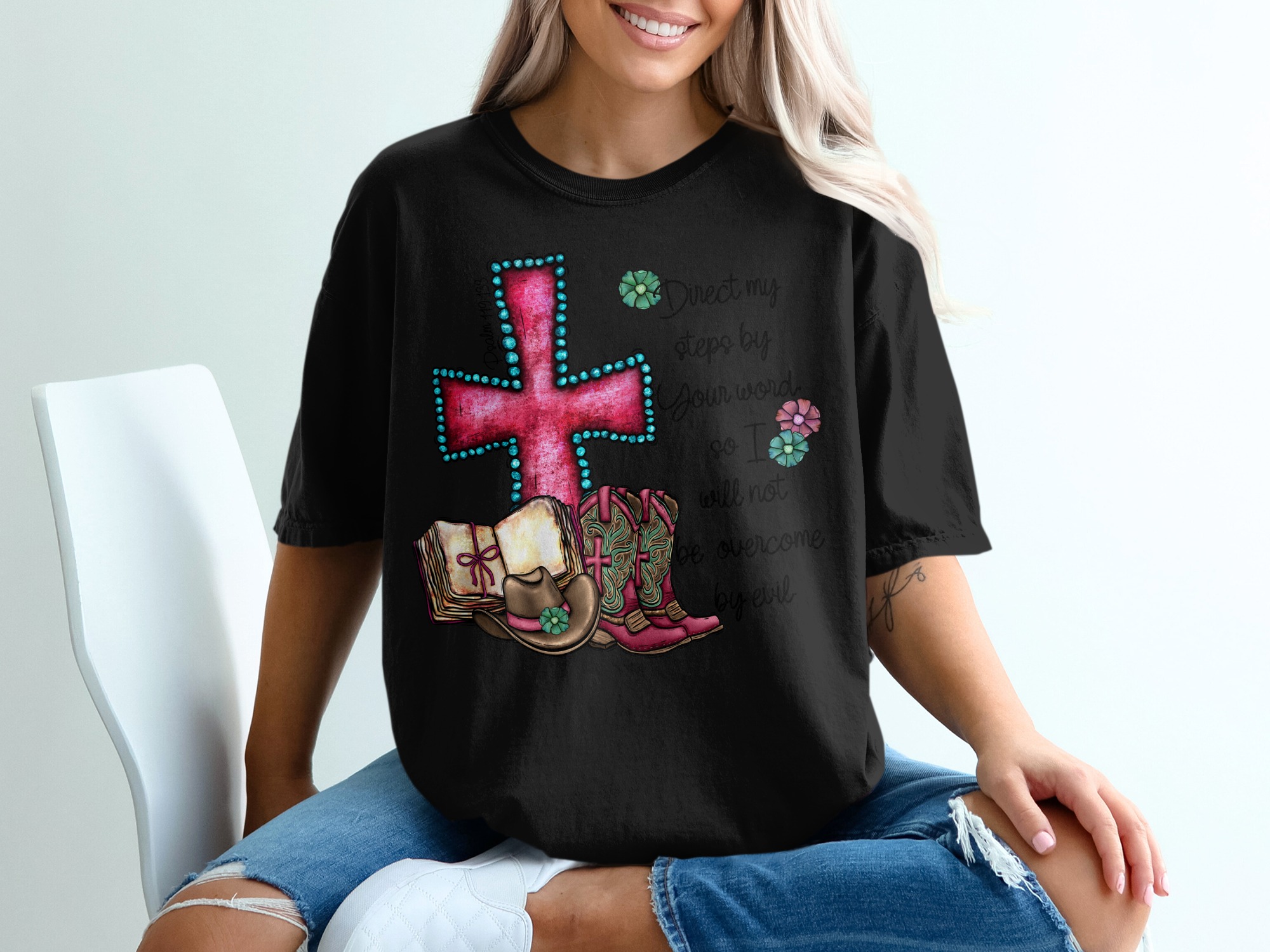 Direct my steps by your word Religious Graphic T-Shirt - Image 2