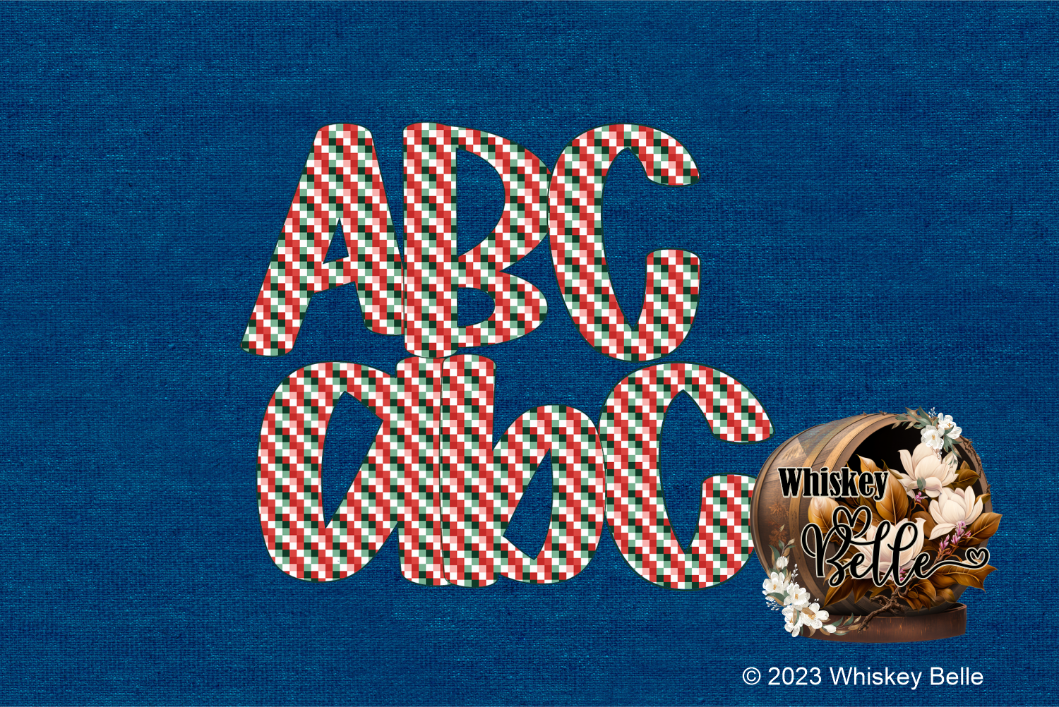 Christmas Preppy Alpha Set, Full Alphabet, Festive Letters, Holiday Font, Red Green Plaid, Digital Download, Sublimation Design