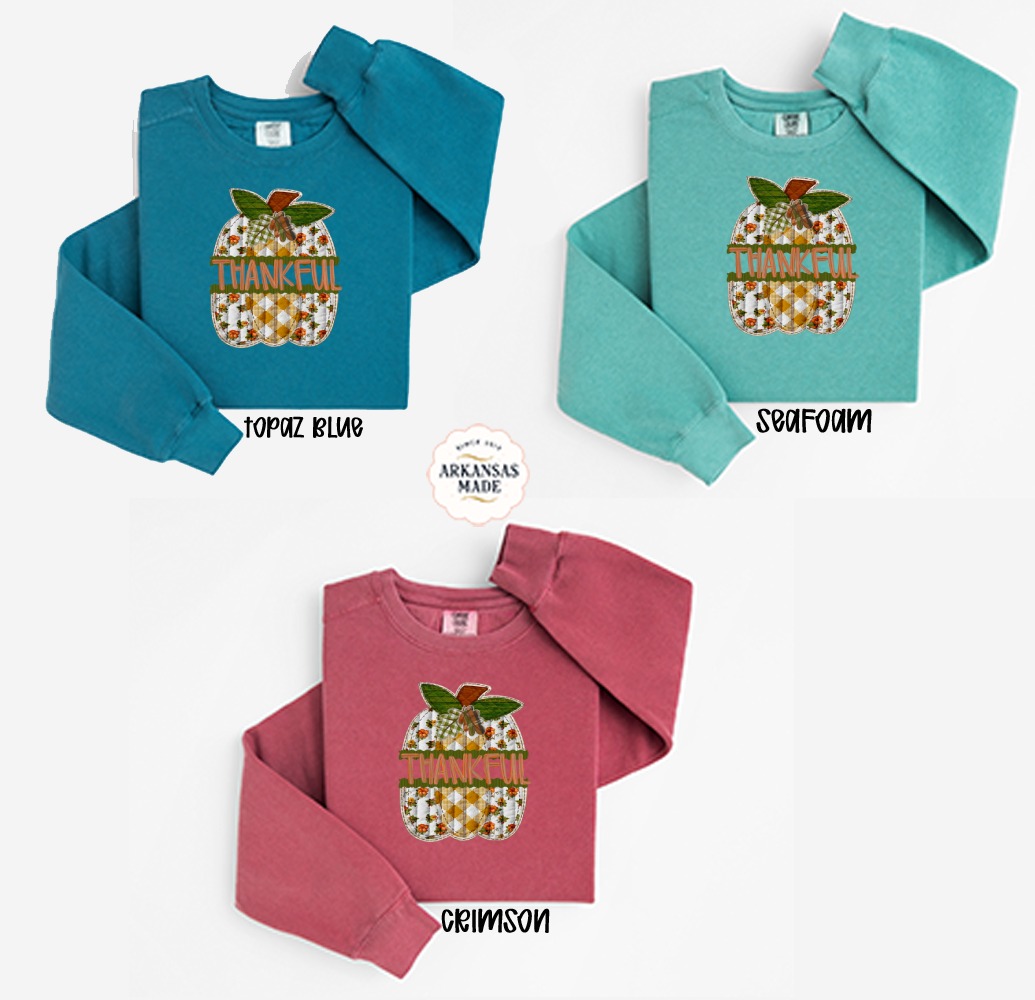 Thankful Pumpkin Sweatshirt, Autumn Sweatshirt, Fall Season Apparel, Cute Thanksgiving Sweatshirt, Harvest Season Gift - Image 2
