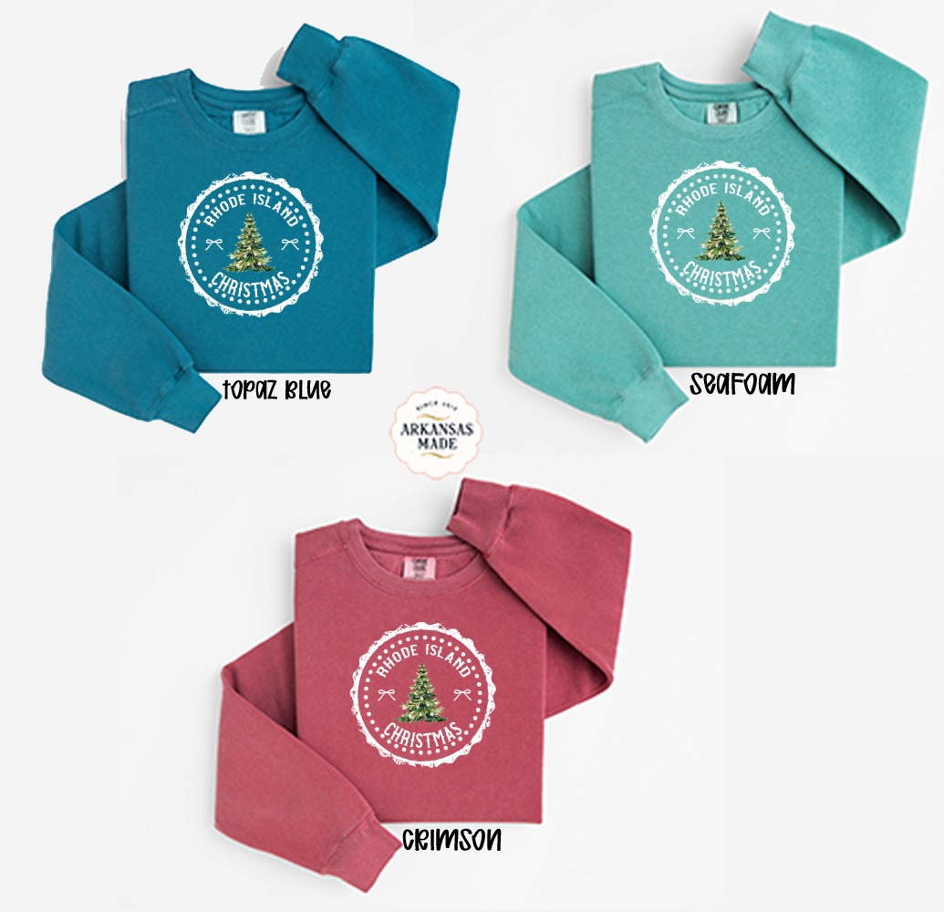 Rhode Island Christmas Sweatshirt, Vintage RI Holiday Gift, New England Winter Apparel, Christmas Tree Shirt, Rhode Island Souvenir - Image 2