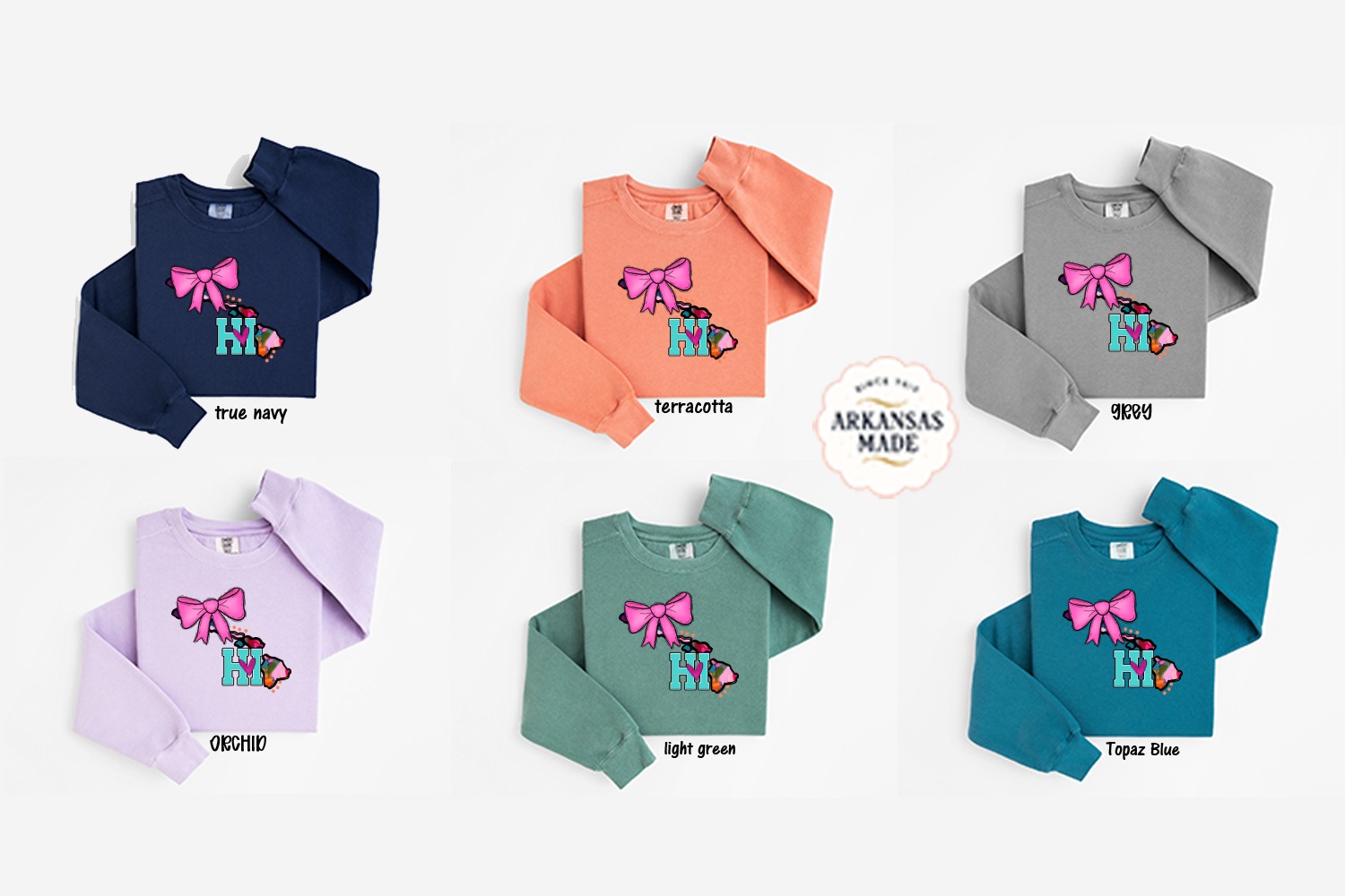 Hawaii Sweatshirt, HI State Pride Shirt, Pink Bow State Map, Aloha Vibes, Island Souvenir Sweatshirt, Colorful Hawaii Art Gift - Image 5