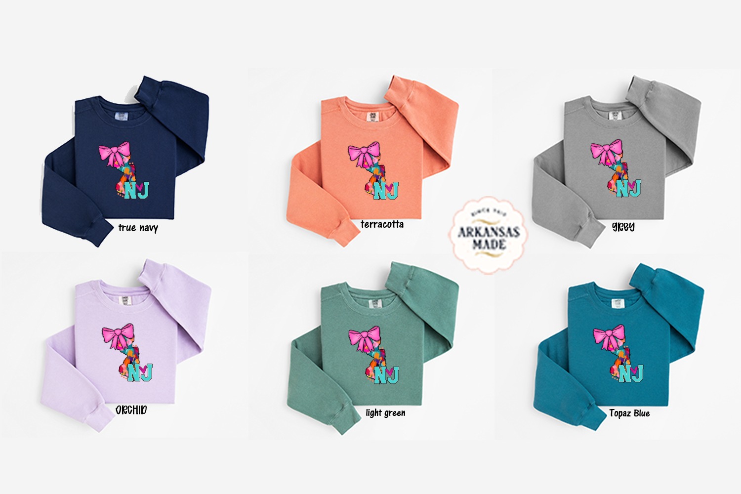 New Jersey Sweatshirt, State Pride Gift, nj Heart Sweatshirt, Girly nj Sweatshirt, nj Bow Sweatshirt, Colorful nj Sweatshirt - Image 5
