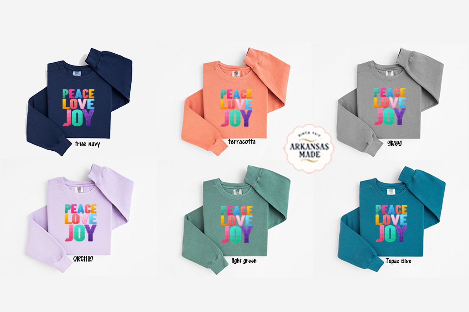 Peace Love Joy Sweatshirt, Colorful Words Sweatshirt, Positive Message Shirt, Happy Vibes Sweatshirt, Inspirational Sweatshirt - Image 5
