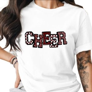 Cheer T-Shirt, Spirit Team Shirt, Checkerboard Star Print Tee, Game Day Shirt, Cheerleading, School Spirit, Trending T Shirt, Cheer Squad