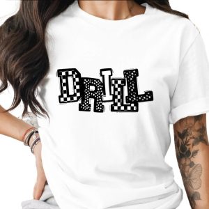 DAHL T-Shirt, Graphic Print, Trendy Design, Patterned Letters, Checkered, Polka Dot, Starry, Stylish Tee, Casual Wear