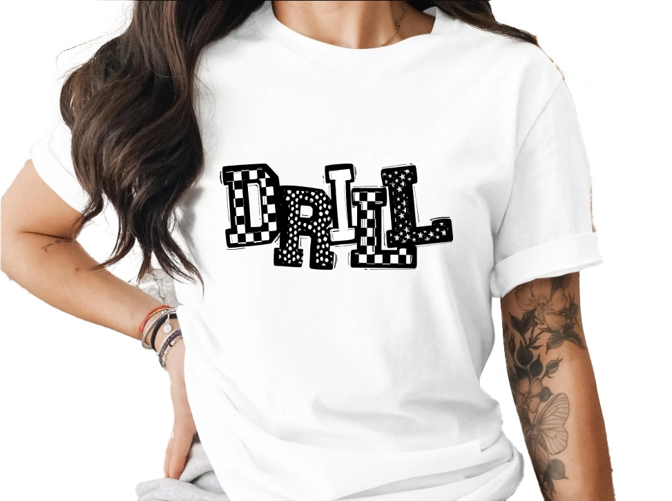 DAHL T-Shirt, Graphic Print, Trendy Design, Patterned Letters, Checkered, Polka Dot, Starry, Stylish Tee, Casual Wear