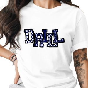 Drill T-Shirt, Unique Pattern Tee, Stylish Text Design, Casual Wear Shirt, Trendy T-Shirt, Statement Tee, Fashionable Shirt