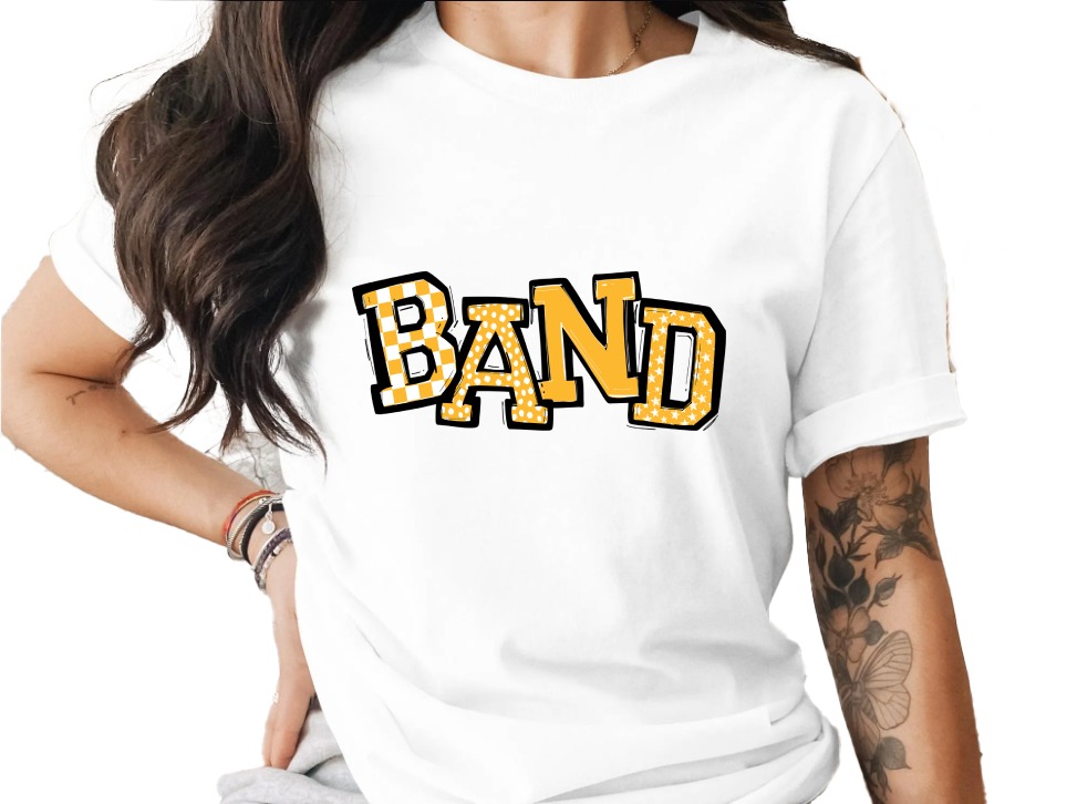 Band T-Shirt, Band Design Tee, Music Lover Shirt, Band Graphic Tee, Gift for Band Member, Band Fan Apparel, Yellow Band Shirt