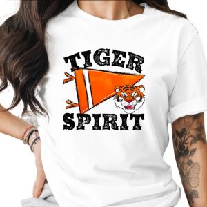 Tiger Spirit T-Shirt, Mascot Tee, Sports Fan Apparel, School Pride Shirt, Animal Lover Gift, Orange Pennant Design, Team Support Gear