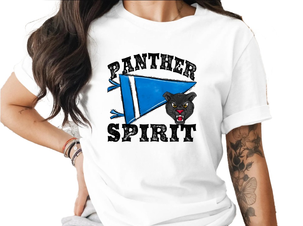 Panther Spirit T-Shirt, School Pride Tee, Mascot T Shirt, Sports Fan Apparel, Team Support, Game Day Outfit, Blue Pennant T-Shirt
