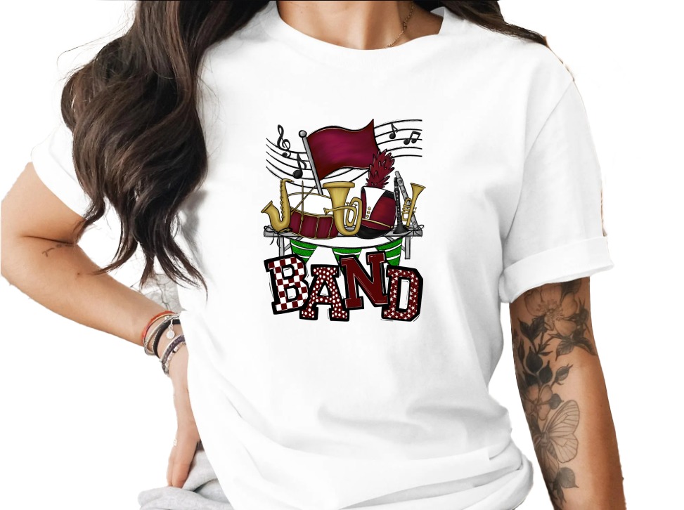 Marching Band T-Shirt, Musical Instruments, School Band Tee, Music Notes, Band Student Gift, Concert T Shirt, Band Graphic Shirt