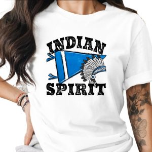 Indian Spirit T Shirt, Native American Headdress Shirt, Blue Pennant Tee, Tribal Pride Top, Boho Style Clothing