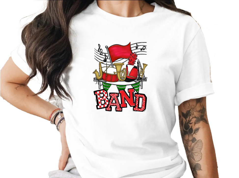 Marching Band T-Shirt, Music Lover Tee, Band Instruments Graphic Shirt, Band Mom Dad Gift, School Band Shirt, Musician TShirt, Band Geek