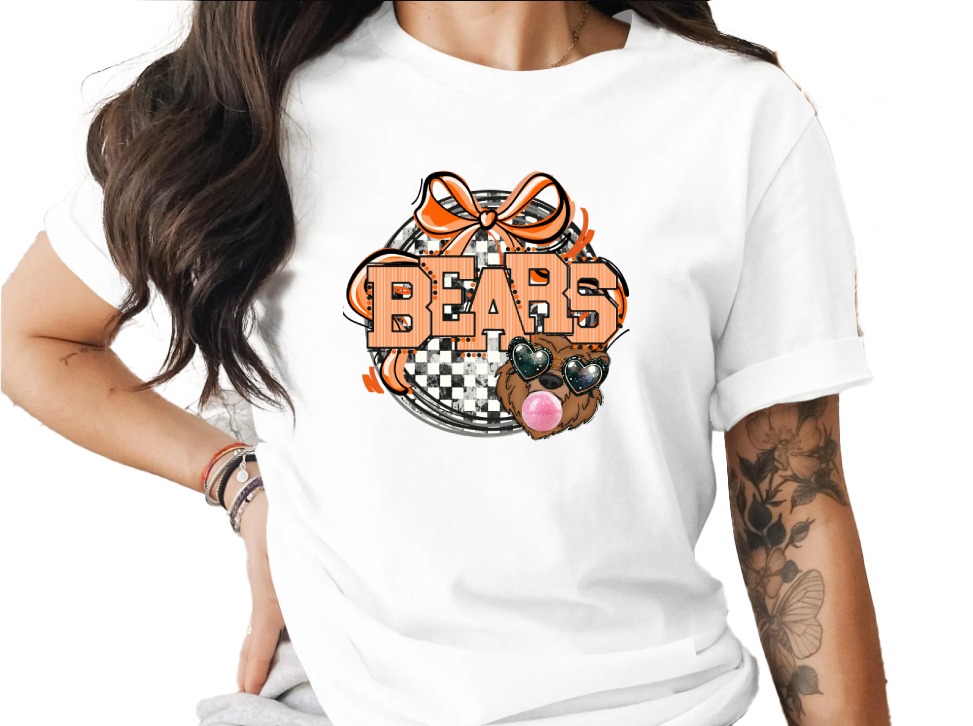Cute Bears T-Shirt, Chicago Bears Inspired Tee, Trendy Bubblegum Bear Design, Cartoon Graphic Shirt, Animal Lover Gift Idea, Novelty Style