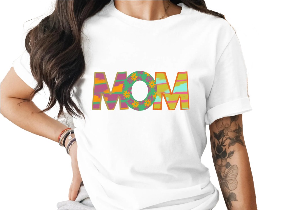 Floral Mom T-Shirt, Colorful Mothers Day Shirt, Trendy Mom Tee, Gift for Mom, Graphic T Shirt, Cute Mom Shirt, Stylish Mother T Shirt