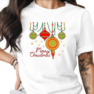 Merry Christmas Ornaments T-Shirt, Holiday Tee, Christmas Shirt, Xmas Lights Tee, Festive Season Top, Christmas T Shirt, Holiday Gift Idea