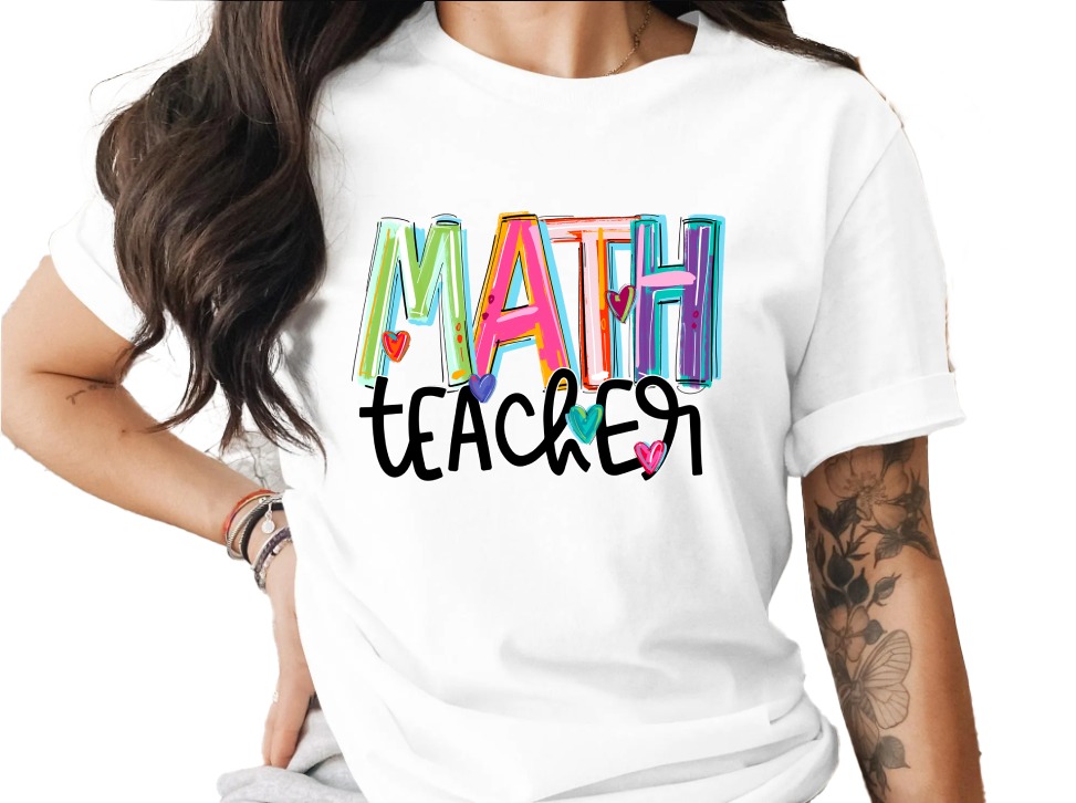 Math Teacher Shirt, Colorful Teacher Tee, Back to School Gift, Elementary Teacher, Gift for Math Teacher, Teacher Appreciation, Math T-Shirt