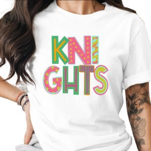 Knights T-Shirt, Colorful Graphic Tee, Fun Word Art Shirt, Trendy Design T Shirt, Unique Graphic T-Shirt, Cute T-Shirt, Gift Idea Shirt