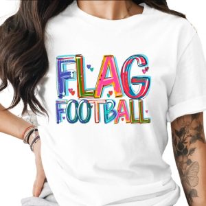 Flag Football T-Shirt, Colorful Sports Tee, Graphic Design Shirt, Game Day Apparel, Gift for Football Player, Team T Shirt, Casual Shirt
