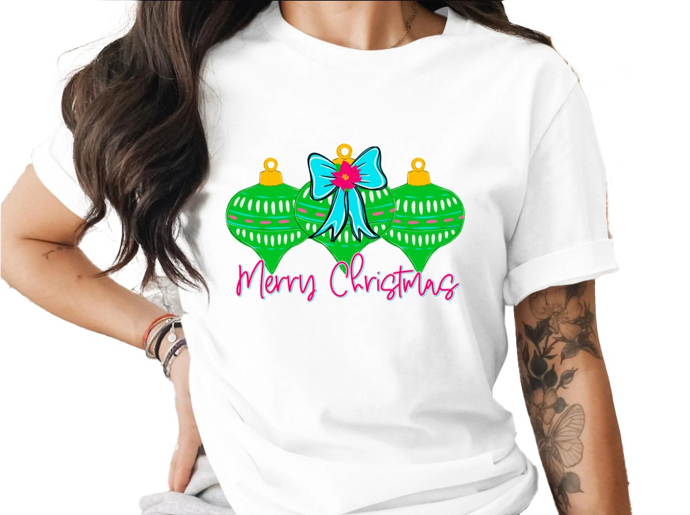 Merry Christmas T-Shirt, Holiday Ornament Tee, Festive Christmas Shirt, Holiday Party T-Shirt, Holiday Gift Idea, Christmas Celebration