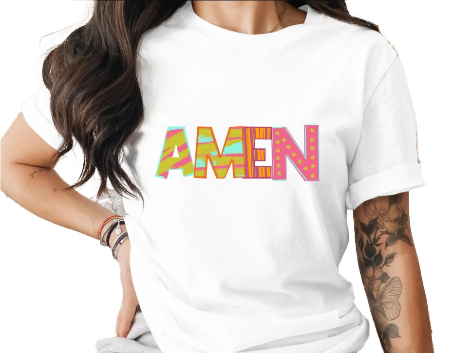 Amen T-Shirt, Colorful Graphic Tee, Faith Based, Christian Apparel, Religious Gift, Trendy T Shirt, Inspirational Clothing