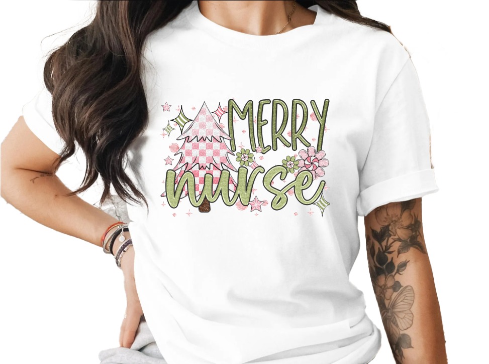 Merry Nurse T Shirt, Christmas TShirt, Festive Season Tee, Nurse Gift Idea, Holiday Clothing, Gift for Nurses, Christmas Tree Shirt