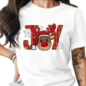 Joy Reindeer T-Shirt, Christmas T-Shirt, Holiday T-Shirt, Cute Reindeer Tee, Festive Shirt, Winter Tee, Gift Idea, Seasonal Shirt