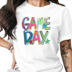 Game Day T Shirt, Sports T Shirt, Colorful Stars T Shirt, Game Day Outfit, Team Spirit Shirt, Cute Game Day Shirt, Trendy Game Tee