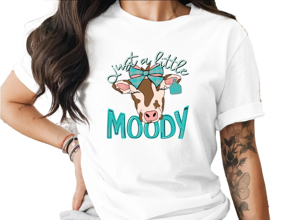 Moody Cow T-Shirt, Just A Little Moody, Cute Cow Shirt, Cow Lover Gift, Funny Animal Tee, Trendy Graphic TShirt, Gift For Her