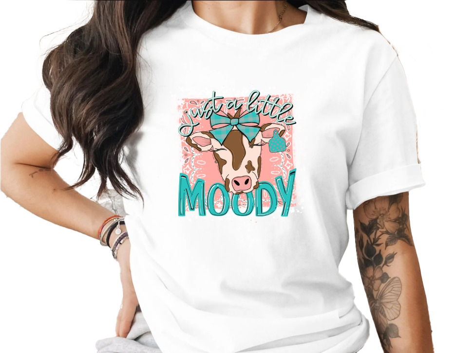 Just A Little Moody Cow T-Shirt, Cute Heifer Tee, Farm Animal Shirt, Western Style, Country TShirt, Funny Cow Lover Gift, Trendy Cow Design