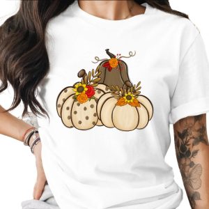 Floral Pumpkin T-Shirt, Autumn T Shirt, Fall T Shirt, Thanksgiving T Shirt, Pumpkin Patch Tee, Pumpkin Season Shirt, Women's Fall T Shirt