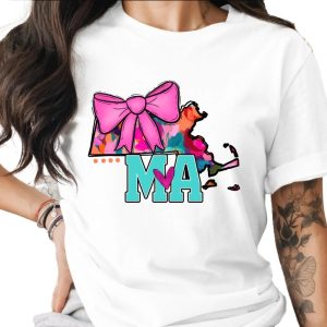 Massachusetts With a Bow And Heart Graphic Novelty T-Shirt
