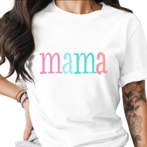 Watercolor Mama Typography Women's Fashion Graphic T-Shirt