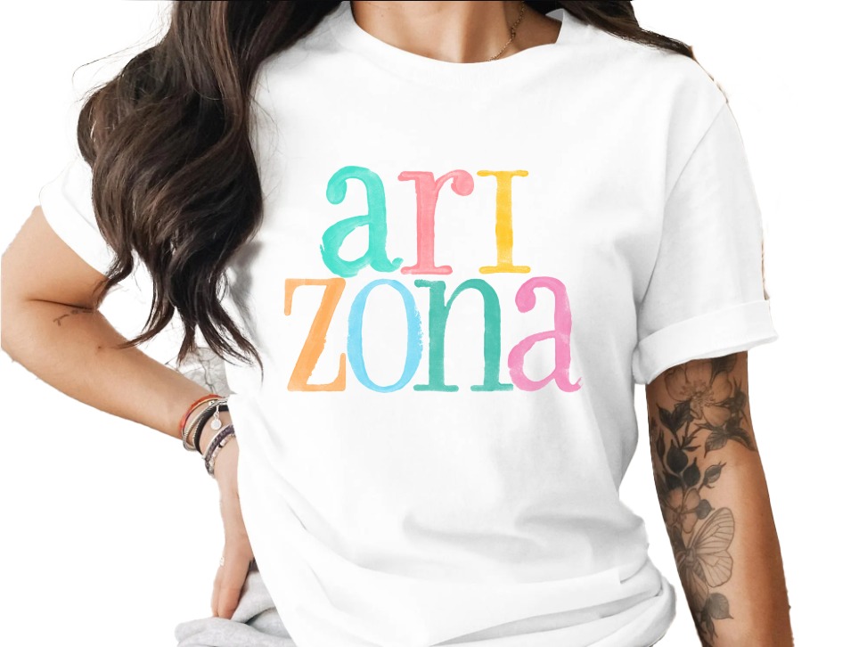 Colorful Arizona State Pride Graphic Design T-Shirt