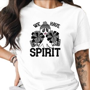 Ghost Cheerleader T-Shirt, Cute Spooky Season Shirt, Funny Halloween Tee, We Have Spirit, Trendy Autumn Top, Holiday Gift Idea