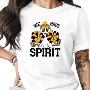 Ghost Cheerleader T-Shirt, Halloween Spirit Shirt, Funny Spooky Tee, Pom Poms, Team Spirit, Cute Ghost Graphic Top, Gift Idea