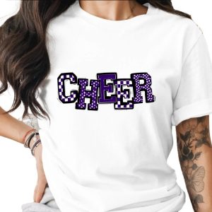 Cheer T-Shirt, Spirit Wear, Purple Cheerleader Tee, Game Day Outfit, Cheerleading Gift, Sports Fan T Shirt, Purple TShirt, Cheerleading