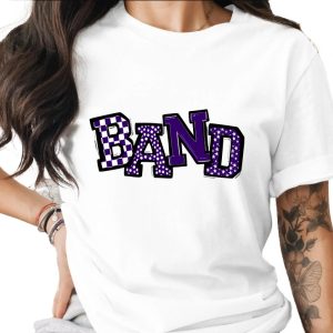 Band T-Shirt, Graphic Tee, Checkerboard Star Dot Design, Purple Band Shirt, Music TShirt, Trendy T-Shirt, Gift Idea