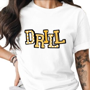 Drill Team T Shirt, Cute Checkered Star Shirt, Yellow Pattern Design Shirt, Sports Fan T Shirt, Game Day Apparel, Drill T Shirt
