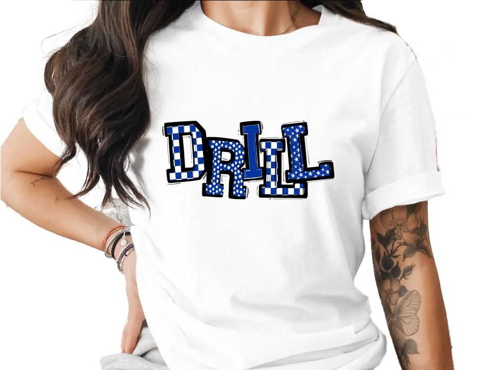 DRILL T Shirt, Geometric Pattern Tee, Blue T Shirt, Trendy Apparel, Stylish Shirt, Unique Design, Casual Tee, Gift Idea T-Shirt