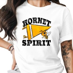 Hornet Spirit Pennant T-Shirt, Mascot Tee, School Pride Shirt, Insect Art, Team Support Apparel, Graphic Print Top
