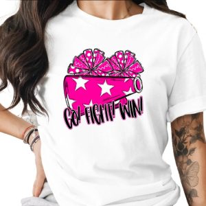 Go Fight Win Cheerleading Spirit Design Graphic T-Shirt