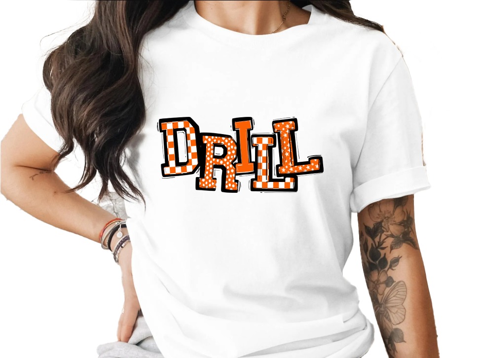 DRILL T-Shirt, Motivational Tee, Patterned T-Shirt, Trending T-Shirt, Graphic Tee, Custom T-Shirt, Gift Idea, Casual T-Shirt